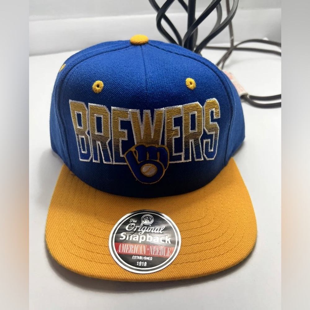 🔥Vintage MLB Milwaukee Brewers Snapback Hat 90s American Needle 1918 NWT